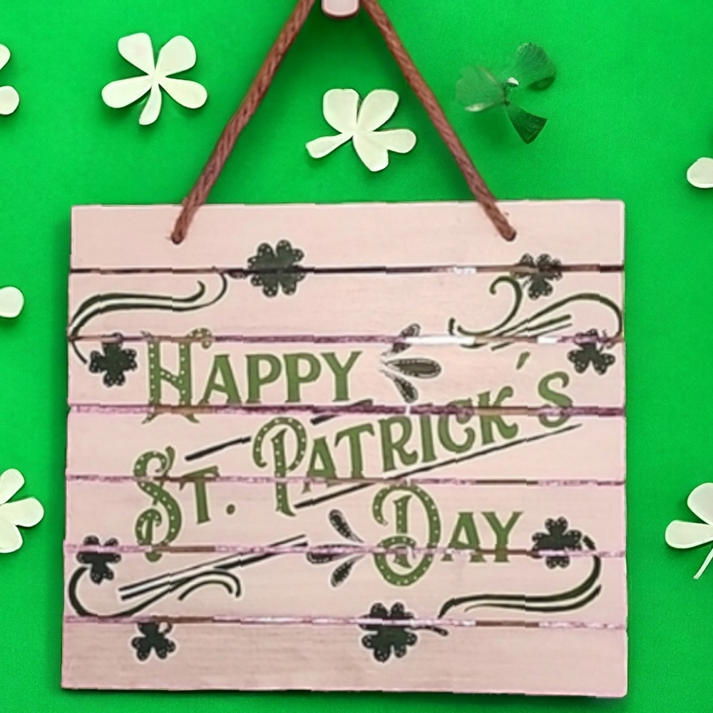 Hand painted Happy St. Patrick's Day wood slat sign